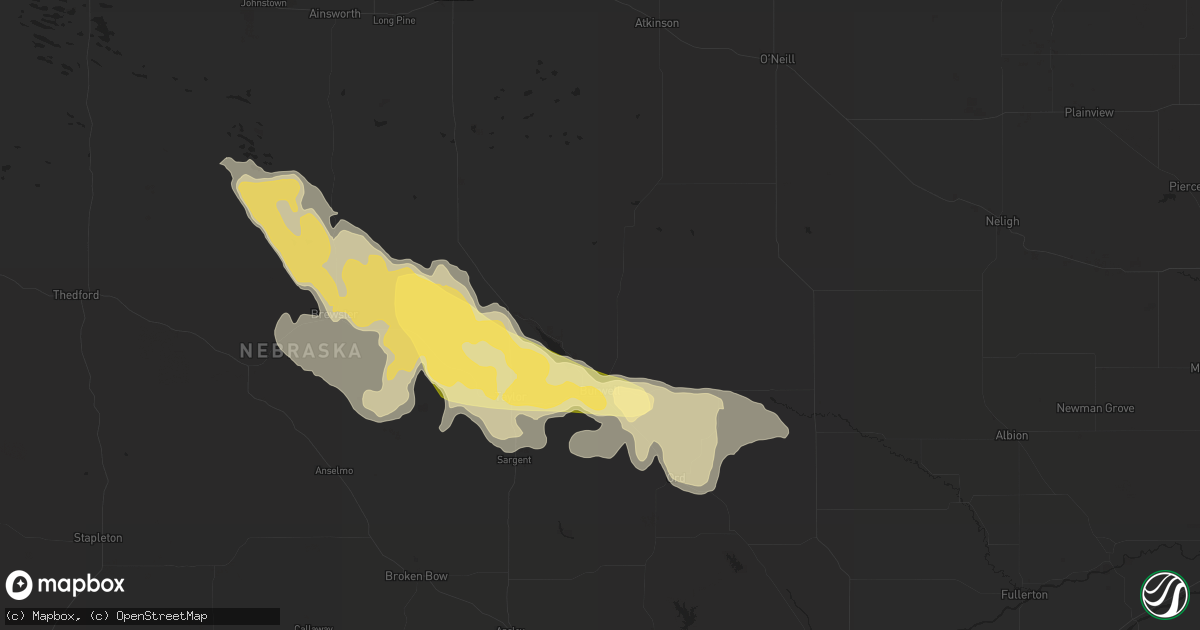 Hail map in Burwell, NE on August 17, 2014