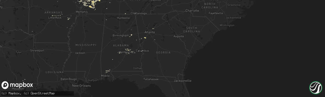 Hail map in Georgia on August 17, 2014