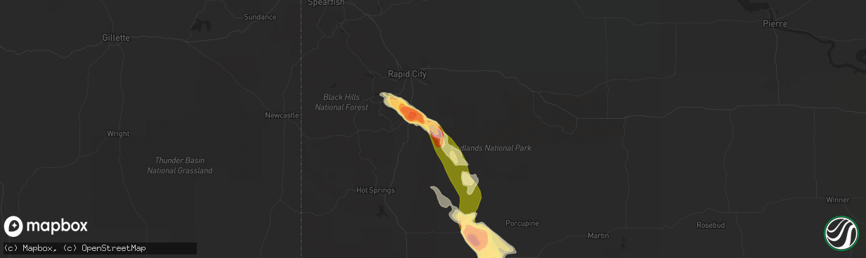 Hail map in Hermosa, SD on August 17, 2014