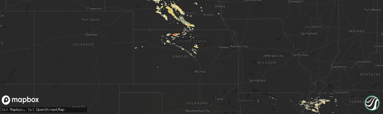 Hail map in Kansas on August 17, 2014