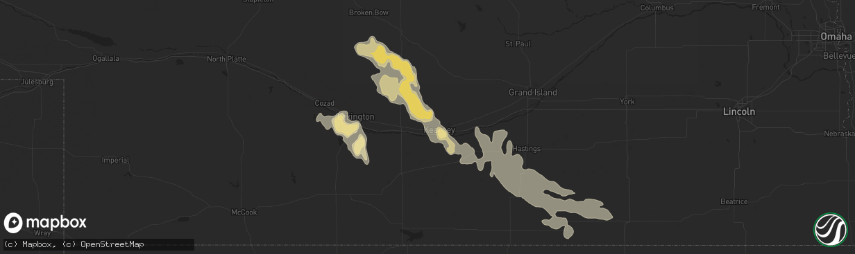 Hail map in Kearney, NE on August 17, 2014