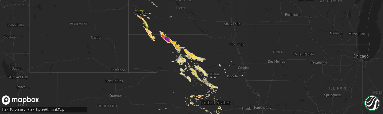 Hail map in Nebraska on August 17, 2014