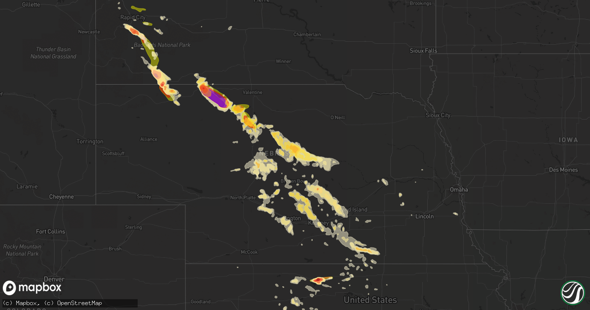 Hail map in Nebraska on August 17, 2014