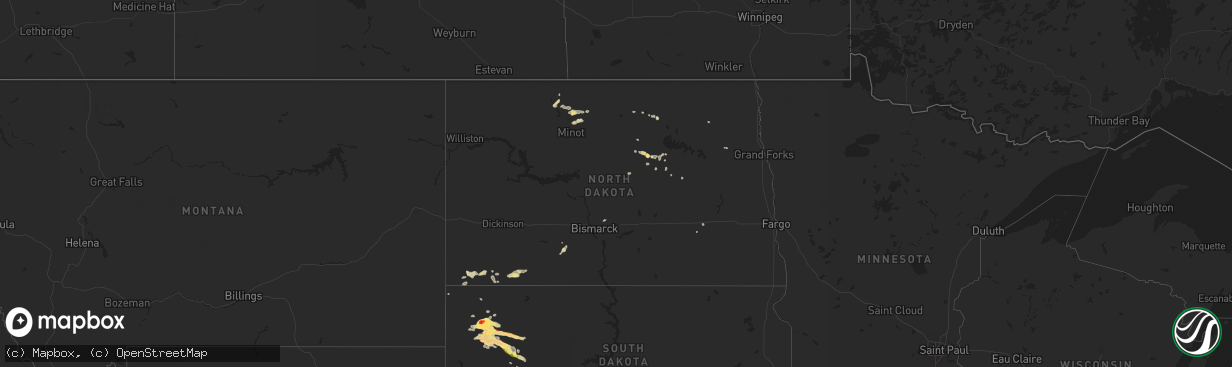 Hail map in North Dakota on August 17, 2014