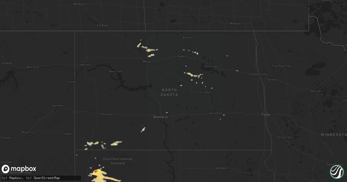 Hail map in North Dakota on August 17, 2014