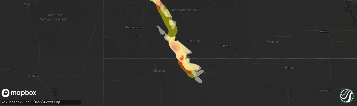 Hail map in Pine Ridge, SD on August 17, 2014