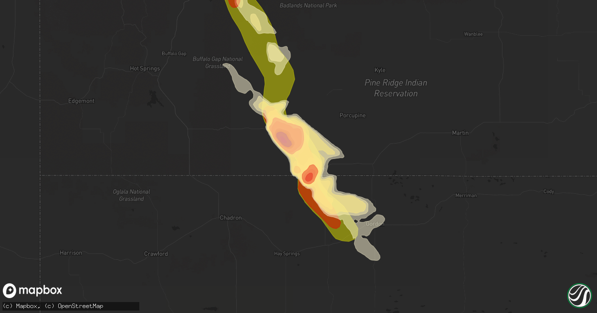 Hail map in Pine Ridge, SD on August 17, 2014