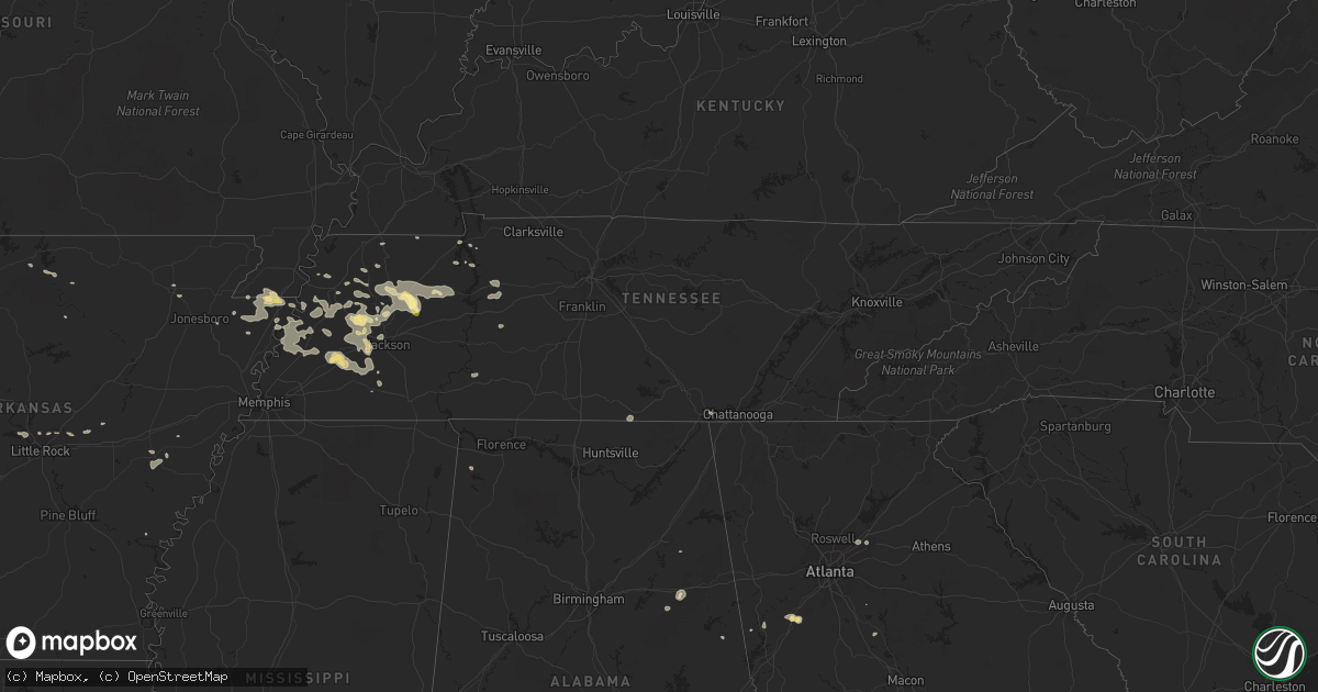 Hail map in Tennessee on August 17, 2014