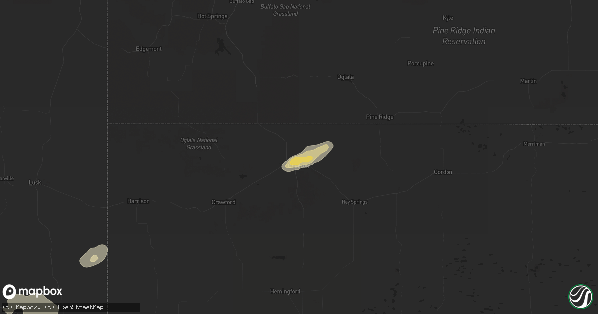 Hail map in Chadron, NE on August 17, 2015