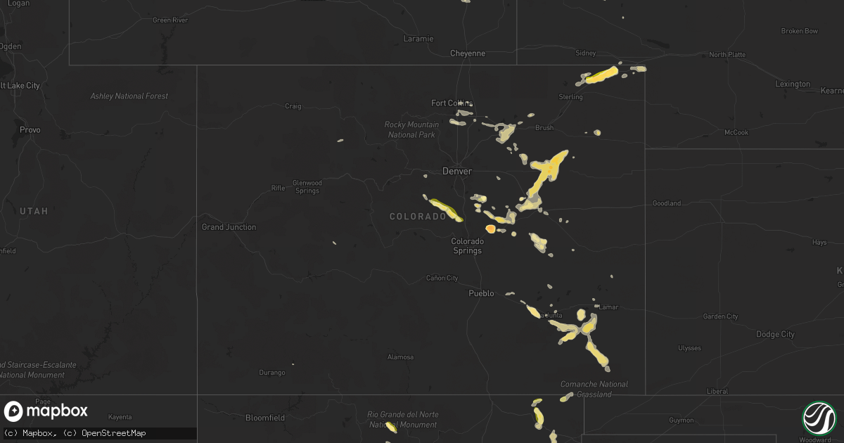 Hail map in Colorado on August 17, 2015