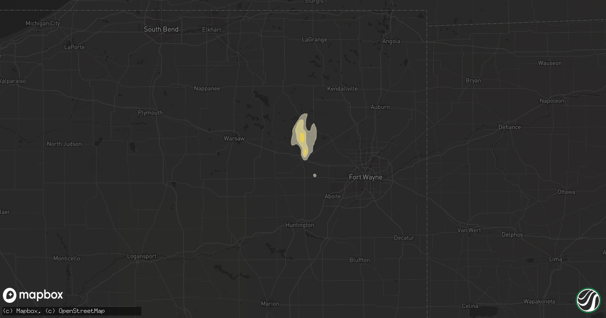 Hail map in Columbia City, IN on August 17, 2015