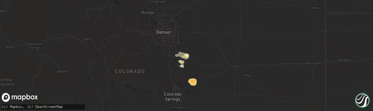 Hail map in Elizabeth, CO on August 17, 2015