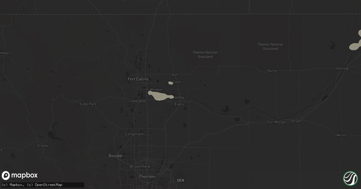 Hail map in Greeley, CO on August 17, 2015