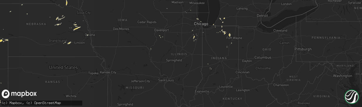 Hail map in Illinois on August 17, 2015