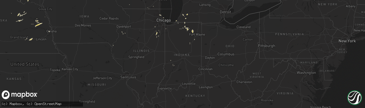 Hail map in Indiana on August 17, 2015