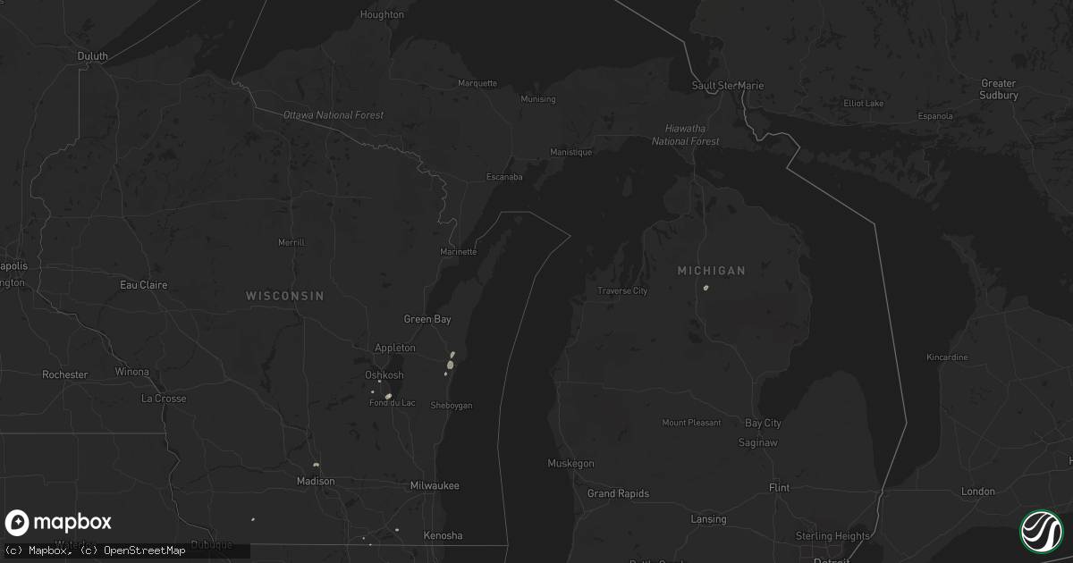 Hail map in Michigan on August 17, 2015