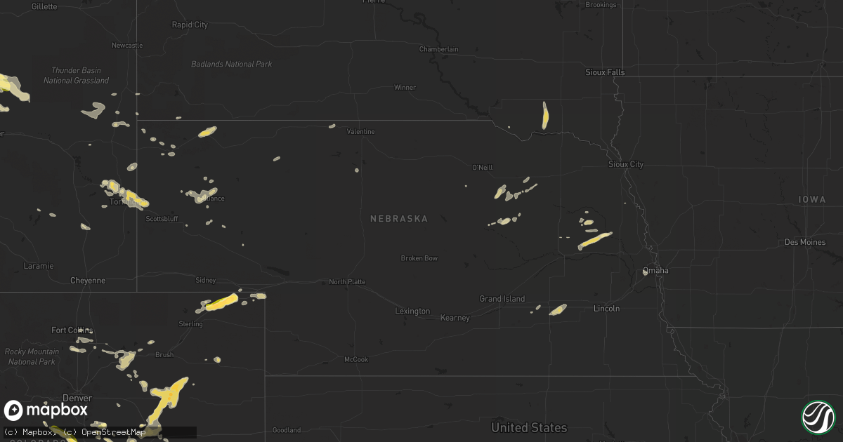 Hail map in Nebraska on August 17, 2015