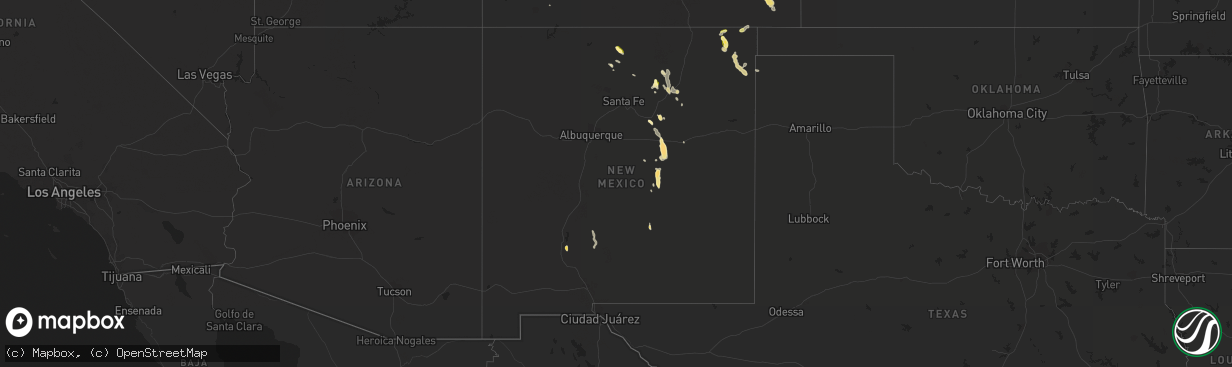 Hail map in New Mexico on August 17, 2015