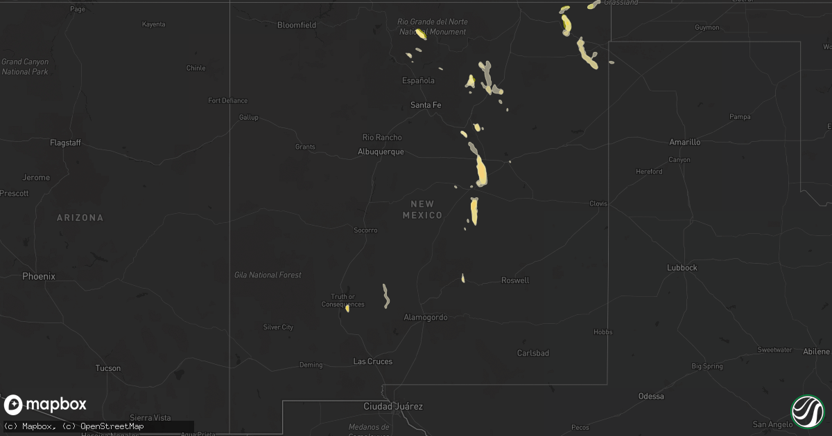 Hail map in New Mexico on August 17, 2015