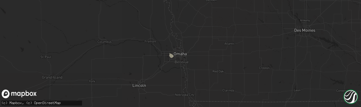 Hail map in Omaha, NE on August 17, 2015