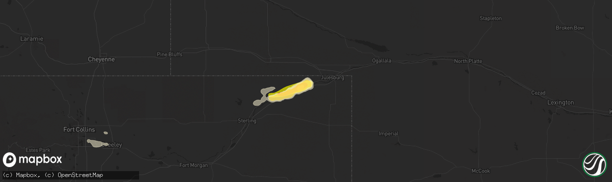 Hail map in Sedgwick, CO on August 17, 2015