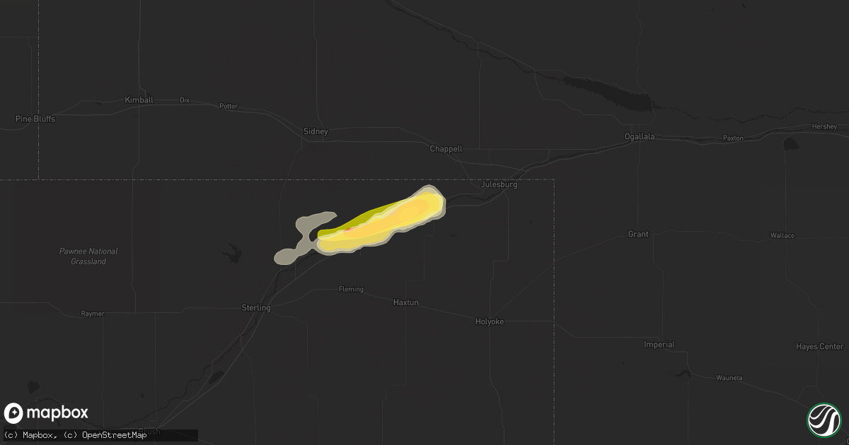 Hail map in Sedgwick, CO on August 17, 2015