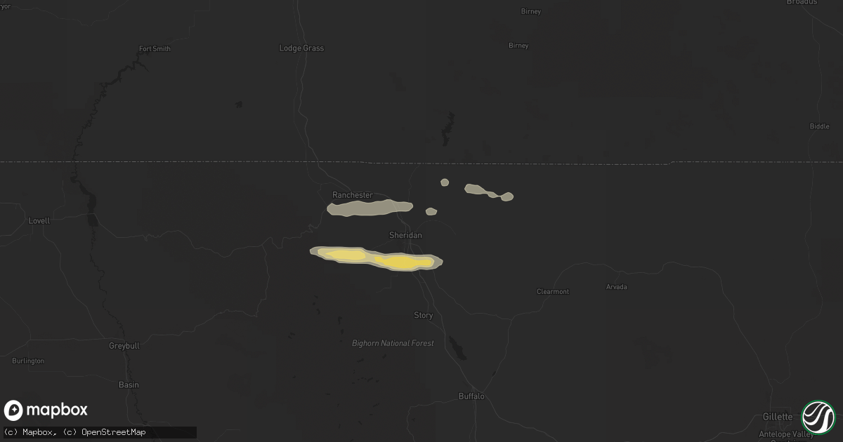 Hail map in Sheridan, WY on August 17, 2015