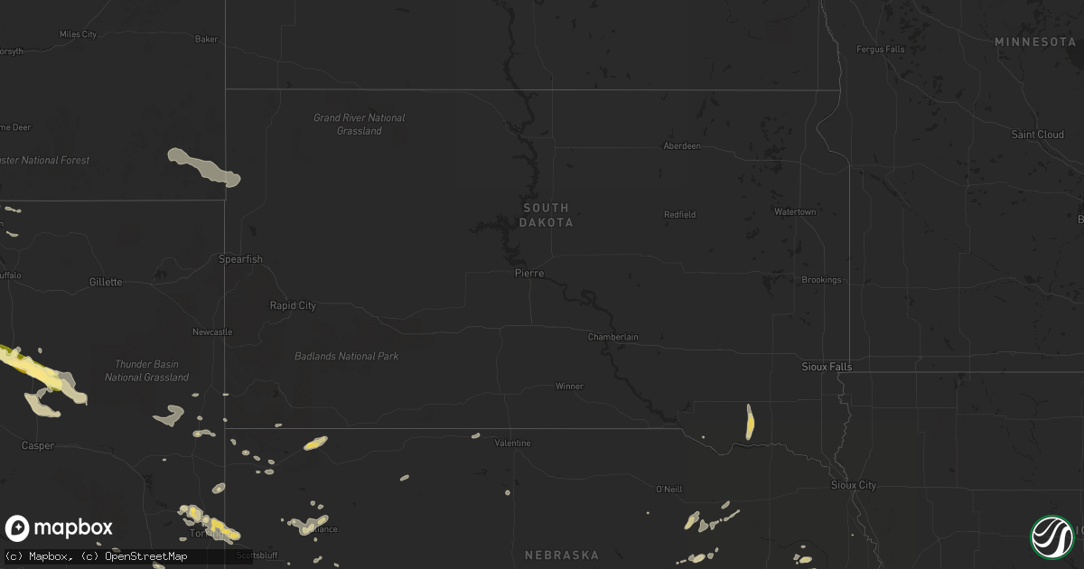 Hail map in South Dakota on August 17, 2015
