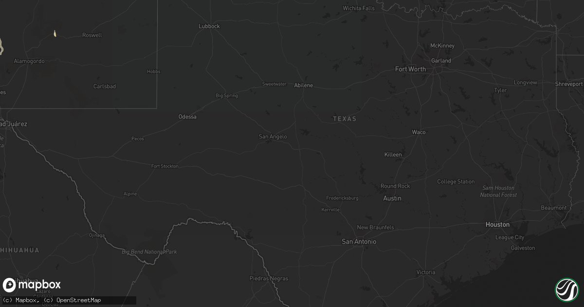 Hail map in Texas on August 17, 2015