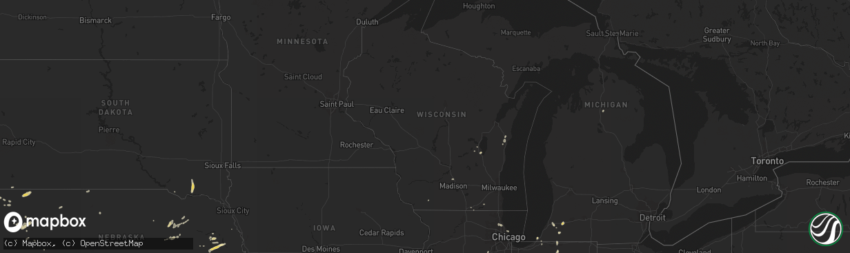 Hail map in Wisconsin on August 17, 2015