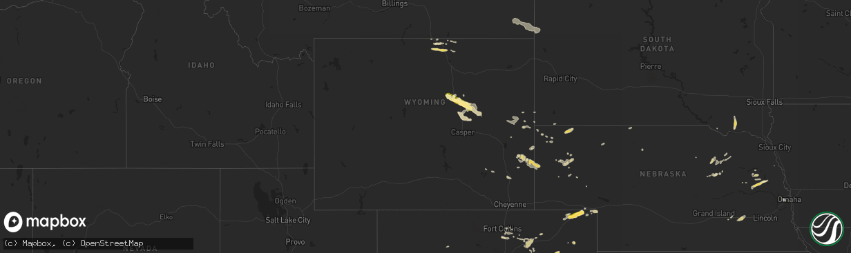 Hail map in Wyoming on August 17, 2015