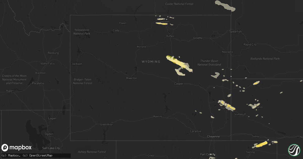 Hail map in Wyoming on August 17, 2015