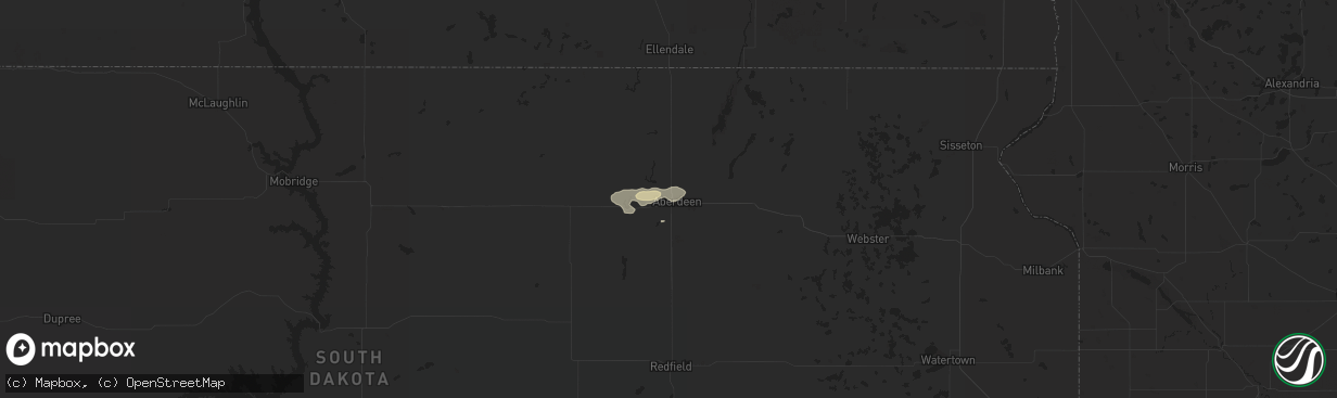 Hail map in Aberdeen, SD on August 17, 2016