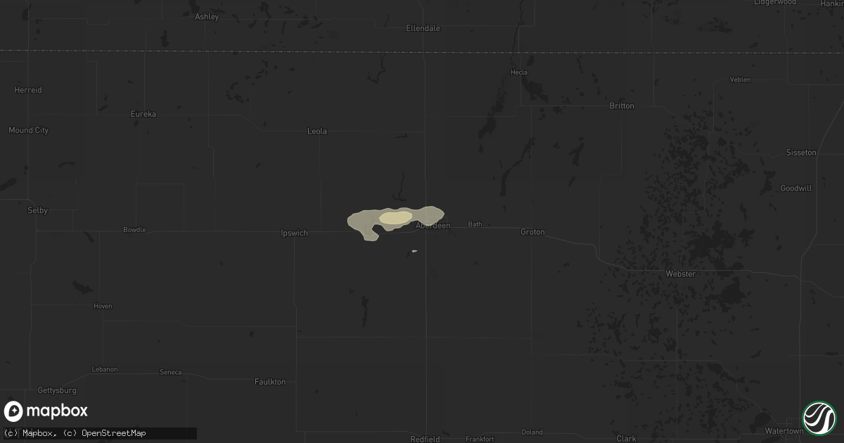 Hail map in Aberdeen, SD on August 17, 2016