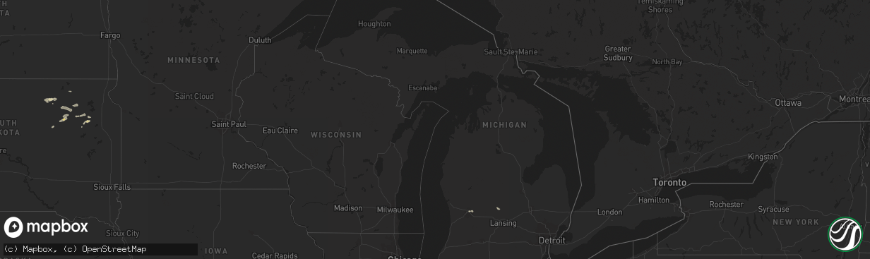 Hail map in Michigan on August 17, 2016