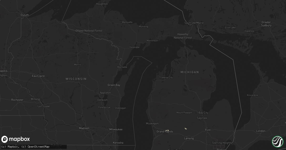 Hail map in Michigan on August 17, 2016