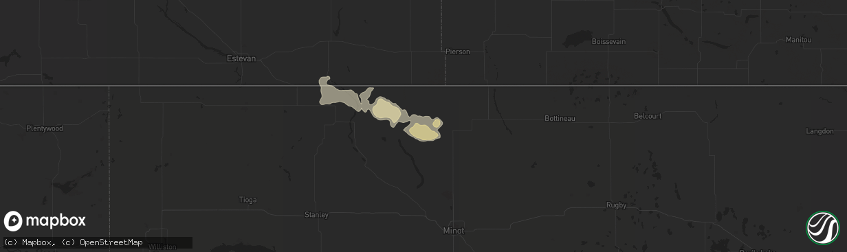 Hail map in Mohall, ND on August 17, 2016