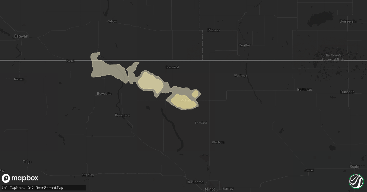 Hail map in Mohall, ND on August 17, 2016
