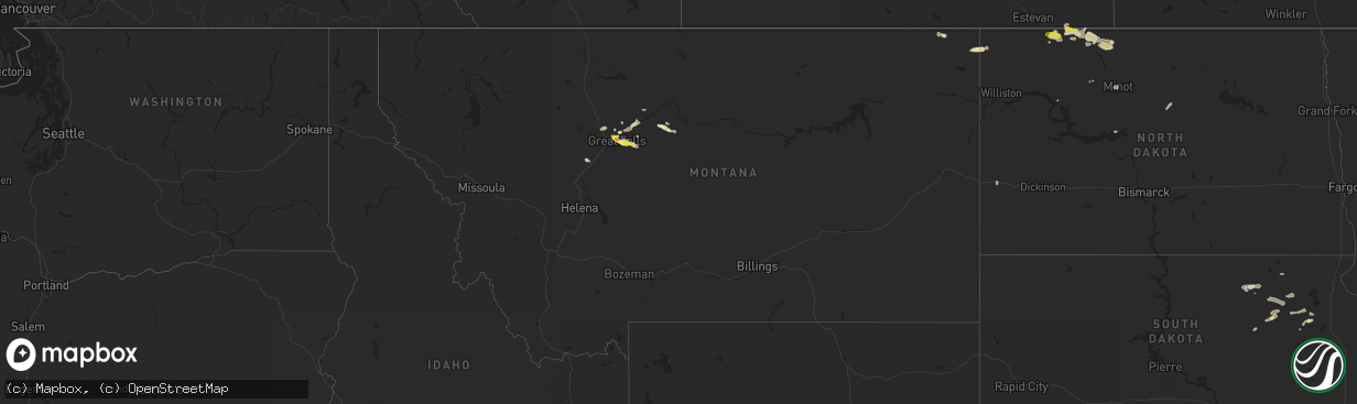 Hail map in Montana on August 17, 2016