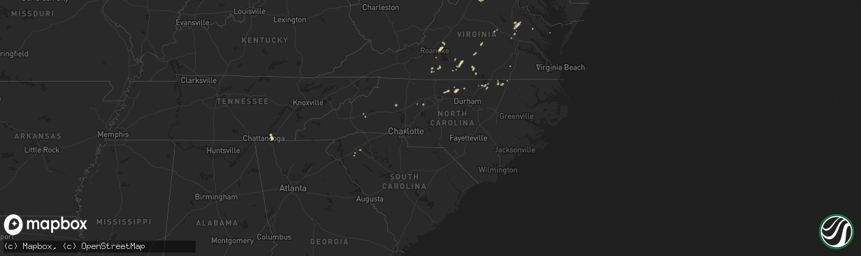 Hail map in North Carolina on August 17, 2016