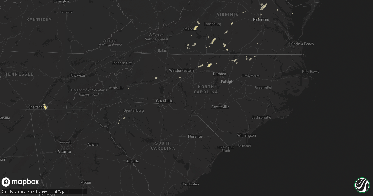 Hail map in North Carolina on August 17, 2016