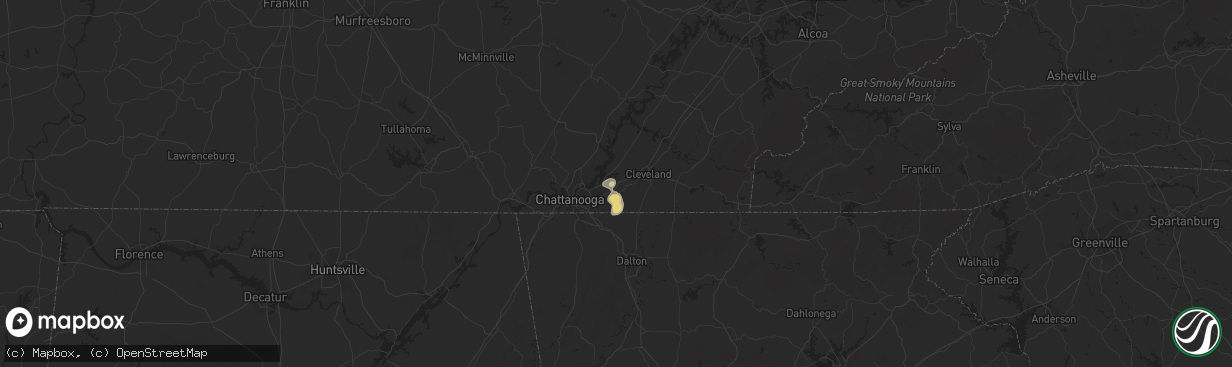 Hail map in Ooltewah, TN on August 17, 2016