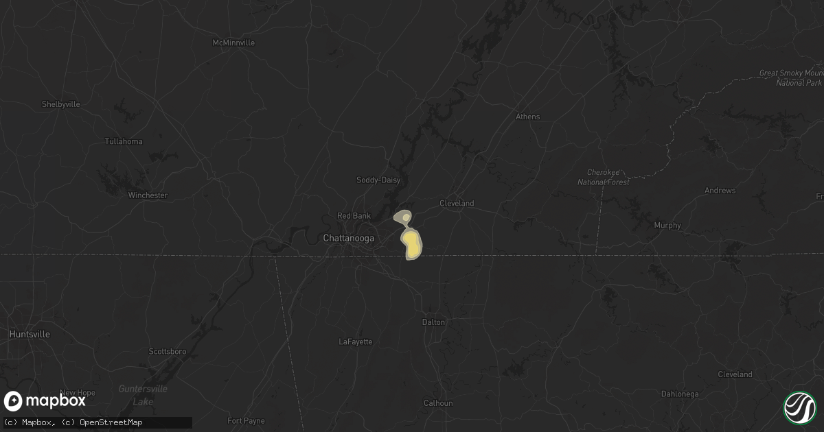 Hail map in Ooltewah, TN on August 17, 2016