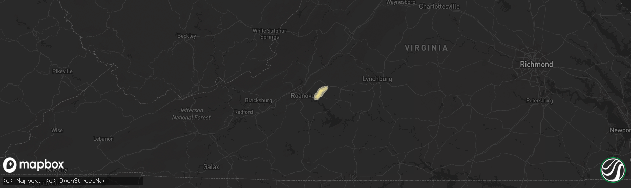 Hail map in Vinton, VA on August 17, 2016