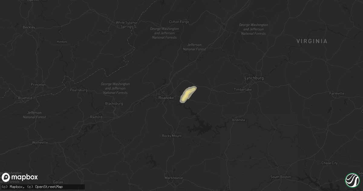 Hail map in Vinton, VA on August 17, 2016