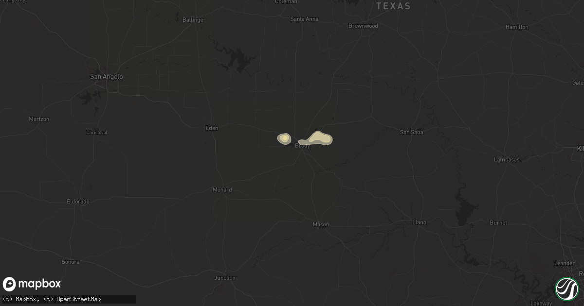 Hail map in Brady, TX on August 17, 2017