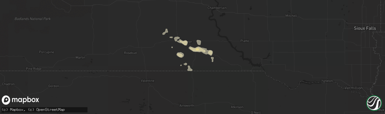 Hail map in Colome, SD on August 17, 2017