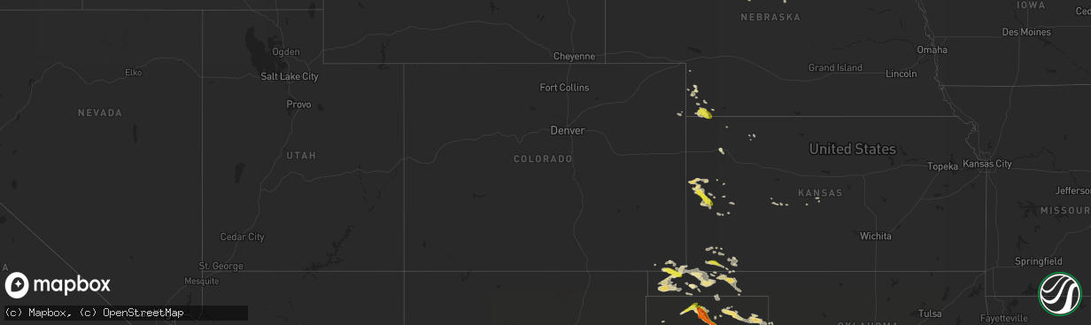 Hail map in Colorado on August 17, 2017