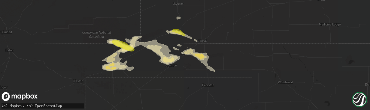 Hail map in Hooker, OK on August 17, 2017