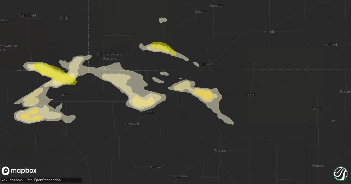 Hail map in Hooker, OK on August 17, 2017